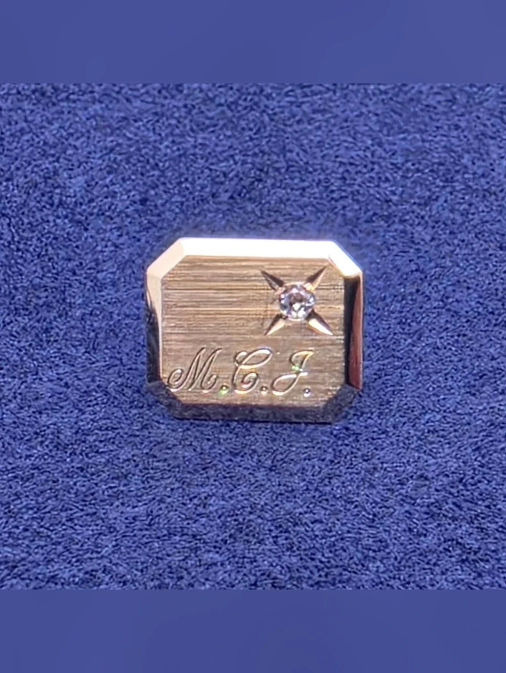 Vintage Holland's Jewelry 14k Yellow Gold Diamond Starburst Tie Tack Shirt Stud